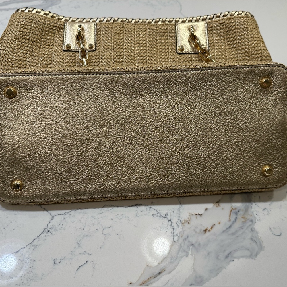 Micheal Kors leather and straw woven satchel - Picture 6 of 7